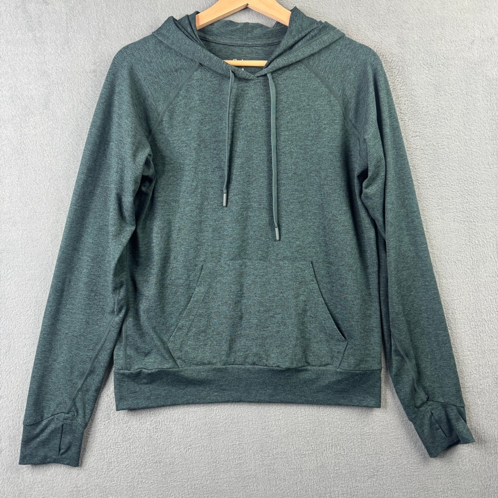 Quince Womens Performance Hoodie Small Heathered Green Recycled Stretch Pullover